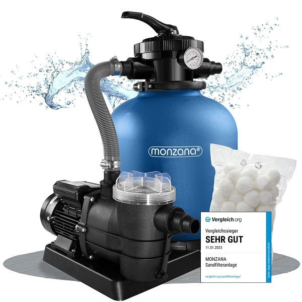 monzana Sandfilteranlage 13200 L/h inkl 1200gr Filterbällen und XXL Tank, 109577