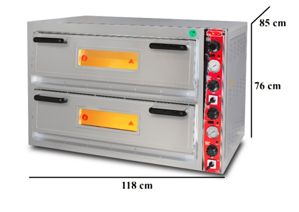 SGS Gastro Pizzaofen, 6+6 x 30 cm, Außenmaße: 122x82x78 cm, PO 9262 DE