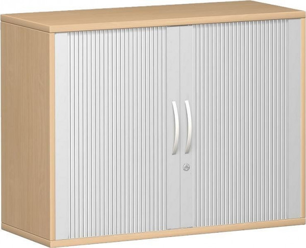 geramöbel Querrollladenschrank 1 Dekor-Einlegeboden, abschließbar, 1000x425x768, Silber/Buche, N-10Q210-SB