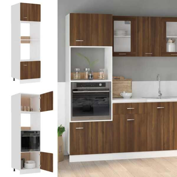 vidaXL Mikrowellenumbauschrank Braun Eichen-Optik 60x57x207 cm, 815605