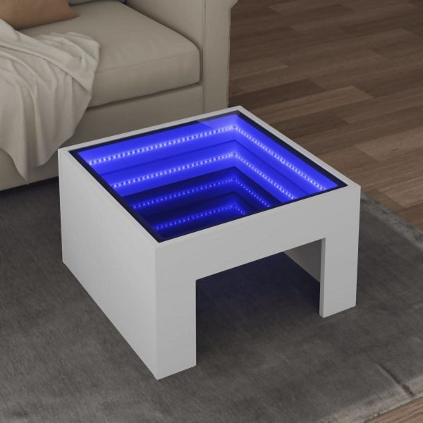vidaXL Couchtisch mit Infinity-LED Weiß 50x50x30 cm, 847602