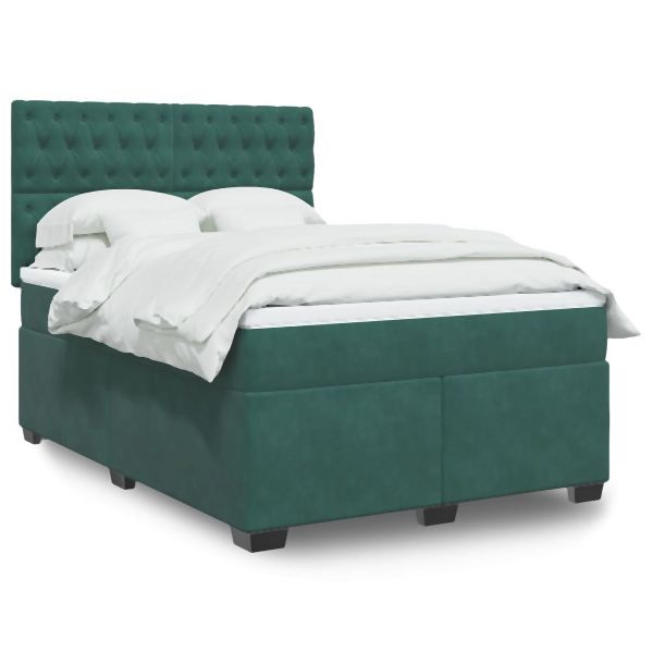 vidaXL Boxspringbett mit Matratze Dunkelgrün 160x200 cm Samt, 3290963