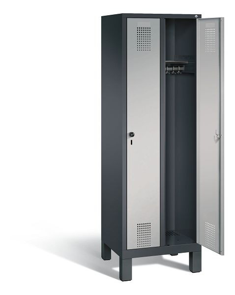 C+P Garderobenschrank Evolo, H1850xB610xT500mm, Farbe: Schwarzgrau / Weißaluminium, 48010-20 S10035