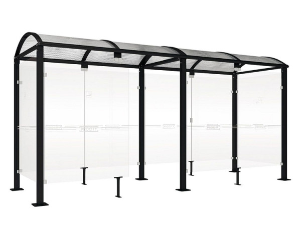 Procity Raucherunterstand Klassik "M" - Tiefe 1560 mm, Farbe RAL 9005, Maße: Breite 5000 x Höhe 2547 x Tiefe 1666 mm, 529371.9005