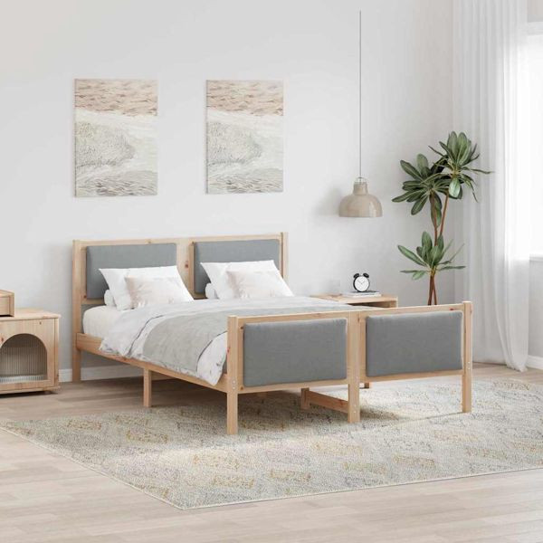 vidaXL Bettgestell mit Kopfteil Hellgrau 160 x 200 cm Stoff, 3394253