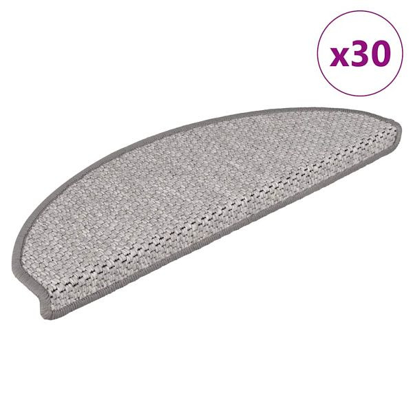 vidaXL Stufenmatten Selbstklebend Sisal-Optik 30Stk. 65x21x4cm Platina, 3365870