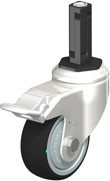Blickle LKRXA-PATH 80KD-11-FI-FK-EXV12 Edelstahl-Apparate-Lenkrolle mit Expander & Feststeller, Thermoplastisches Polyurethan, Grau, 853411