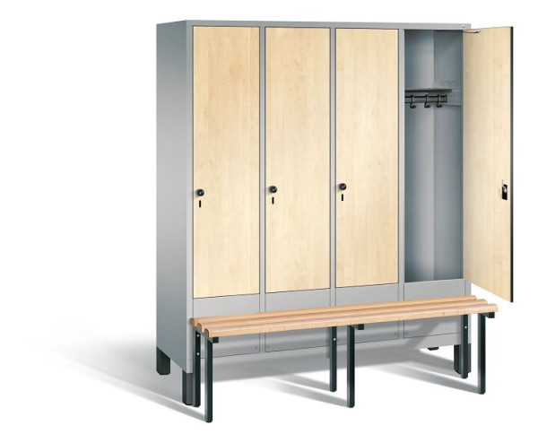 C+P Garderobenschrank Evolo, H1850xB1590xT815mm, Farbe: Weißaluminium / Dekor Donau-Ahorn, 48030-42 S10125