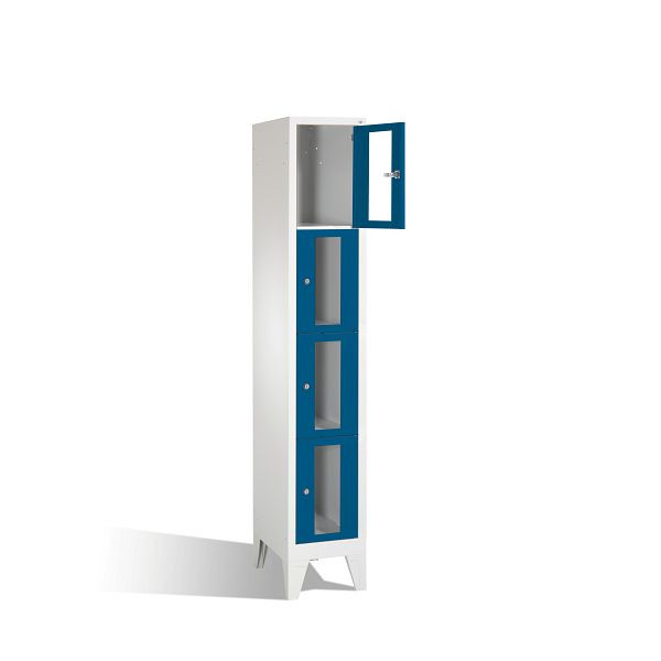 C+P Schließfachschrank Classic, H1850xB320xT500mm, Farbe: Lichtgrau / Enzianblau, 8010A104 S10002