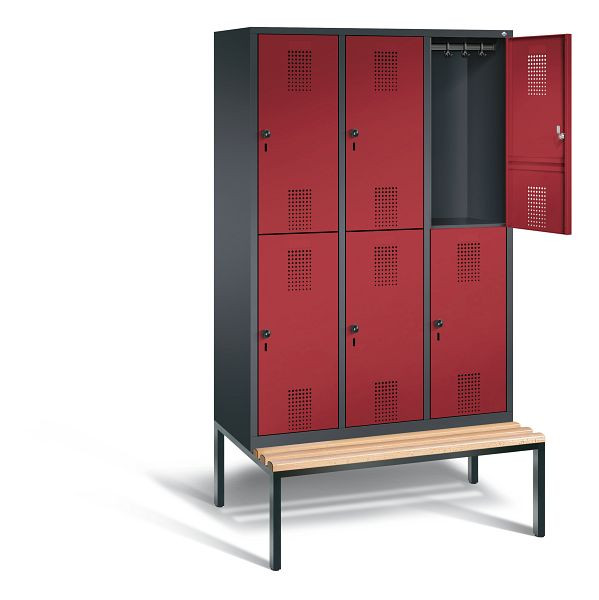 C+P Spind doppelstöckig Evolo, H2090xB1200xT815mm, Farbe: Schwarzgrau / Rubinrot, 48350-32 S10123