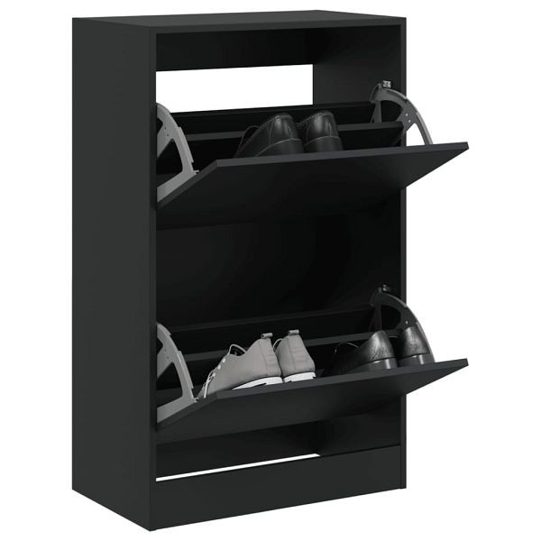 vidaXL Schuhschrank Schwarz 60x34x96,5 cm Holzwerkstoff, 839946