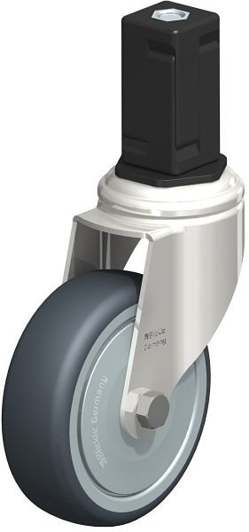 Blickle LKRXA-TPA 101KD-11-FK-EXV15 Edelstahl-Apparate-Lenkrolle mit Expander, Thermoplastisches Gummi-Elastomer, Grau, 853181