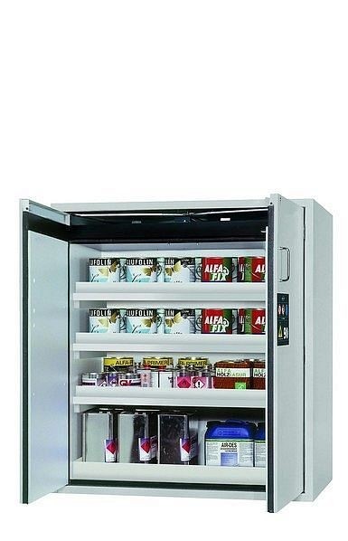 asecos Sicherheitsschrank S-PEGASUS-90, S90.129.120.WDAC in lichtgrau RAL 7035 mit 3x Wannenboden Standard (Polypropylen), 30123-001-30166