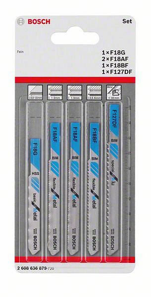 Bosch Stichsägeblatt-Set Metal, 5-teilig, Fein-Schaft, VE: 10 Stück, 2608636879