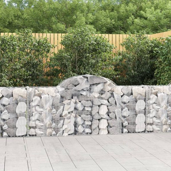vidaXL Gabionen mit Hochbogen 2 Stück 200x30x80/100 cm Verzinktes Eisen, 3146089