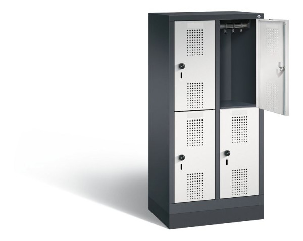 C+P Kindergarten-Spind doppelstöckig Evolo, H1300xB610xT300mm, Farbe: Schwarzgrau / Lichtgrau, 483203-20 S10050