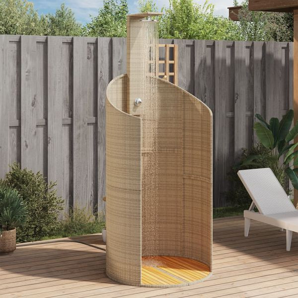 vidaXL Gartendusche Beige 100x100x241,5 cm Poly Rattan Akazienholz, 368214