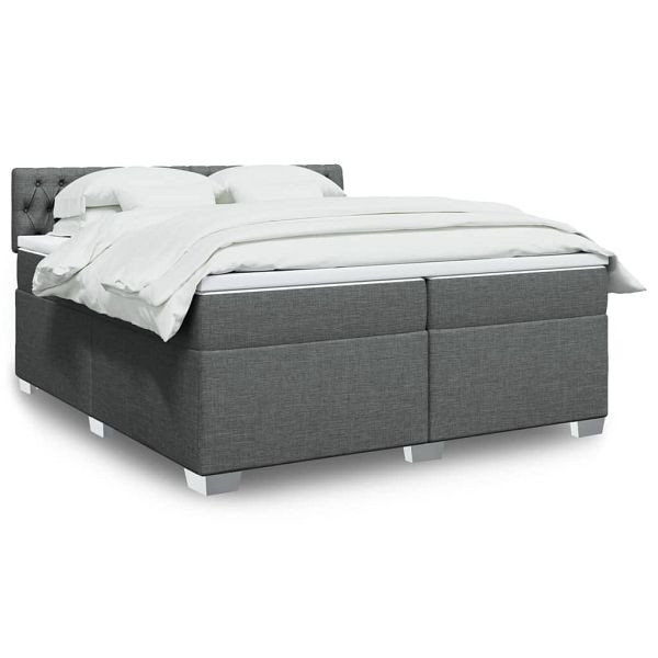 vidaXL Boxspringbett mit Matratze Dunkelgrau 200x200 cm Stoff, 3288303