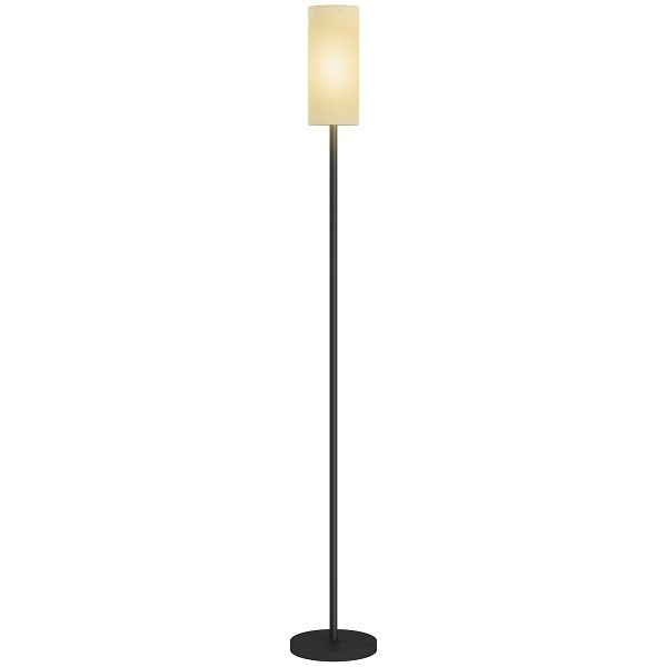HOMCOM Stehlampe, Schirm in Leinenoptik, Metallstange, Fußschalter, Weiß, B31-525V90CW
