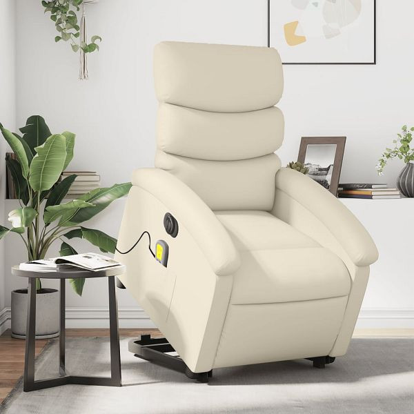 vidaXL Massagesessel mit Aufstehhilfe Elektrisch Creme Kunstleder, 3204062