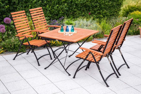 Merxx Schlossgarten Set 5-teilig, 4 Schlossgarten Klappsessel, Rückenlehne 5-fach verstellbar, 1 Schlossgarten Klapptisch, 120 x 80 cm, 50145-217