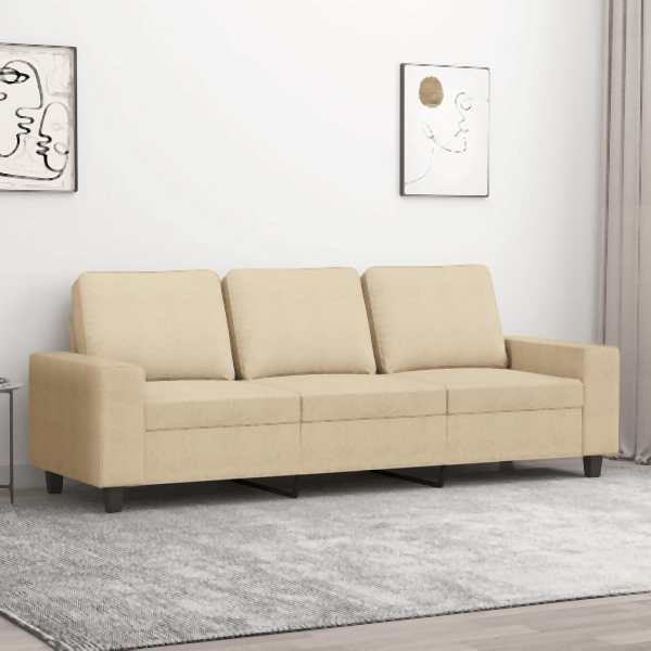 vidaXL 3-Sitzer-Sofa Creme 180 cm Stoff, Füllung: Schaumstoff, 359401