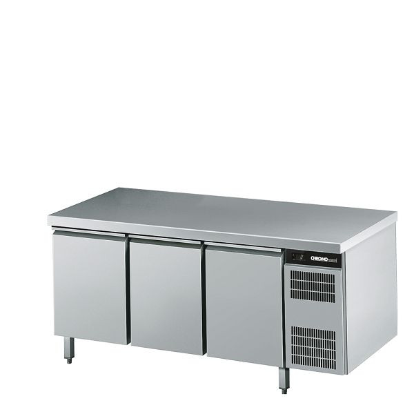 CHROMOnorm Tiefkühltisch GN 1/1, 3 Türen, mit Tischplatte allseits ab, Steckerfertig, CTKEK7311602
