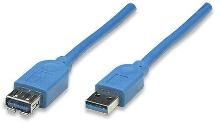 MANHATTAN SuperSpeed USB Verlängerungskabel, 5 Gbps, 3 m, blau, 322447