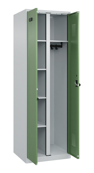 C+P Wäsche-/Garderobenspind Evolo PLUS, 2 Abteile, 1850x600x500mm, 7035/6011, Drehriegel, 049600-20 S10010