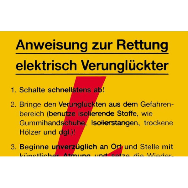 Stein HGS Sicherheitsaushang, Anweisung zur Rettung elektrisch Verunglückter, 43.2908