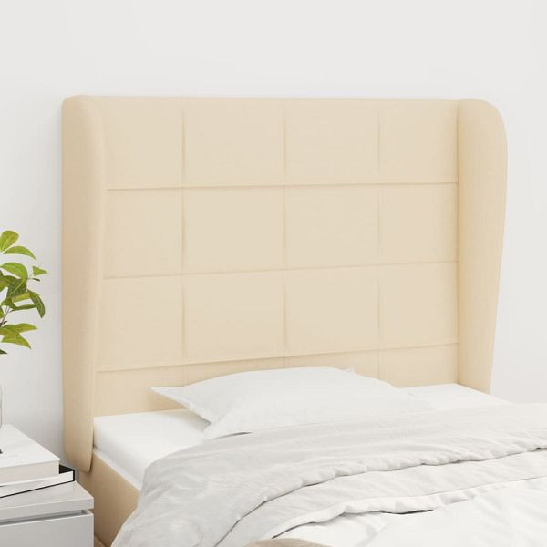 vidaXL Kopfteil mit Ohren Creme 83x23x118/128 cm Stoff, 3117935