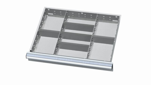 Simplaflex Metalleinteilung für Schubladen, Blendenhöhe: 100/125 mm, Innenmaß 600 x 450 mm, CL7E100MT05