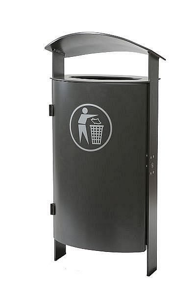 Renner Stand-Abfallbehälter, gewölbte Haube ca. 70 L, zum Einbetonieren, feuerverzinkt und pulverbeschichtet, anthrazit-eisenglimmer, 7093-20PB DB703