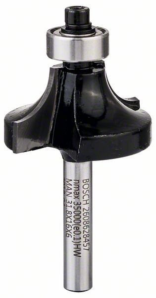 Bosch Abrundfräser, 6 mm, R1 9,5 mm, D 31,8 mm, L 16,2 mm, G 57 mm, 2608628457