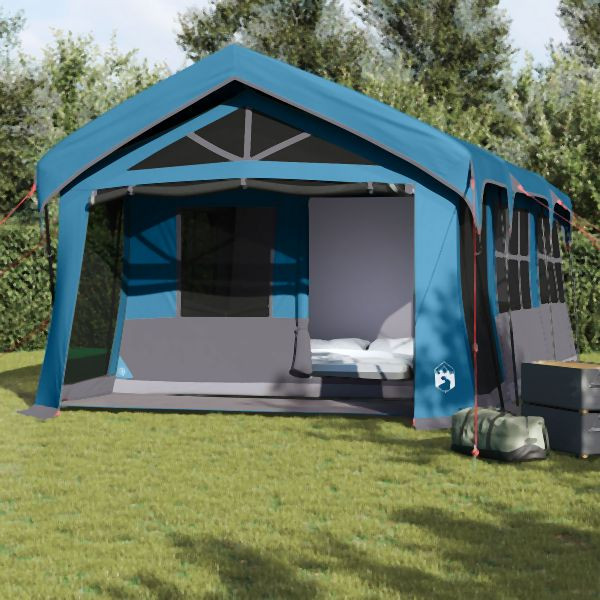 vidaXL Campingzelt mit Fenstern Blau für 10 Personen wasserdicht, 4100698