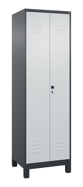 C+P Mehrzweckschrank Classic PLUS, Füße, 2 Abteile, 1950x600x500mm, 7016/7035, Drehriegel, Türen zueinanderschlagend, 080012-20B S10013