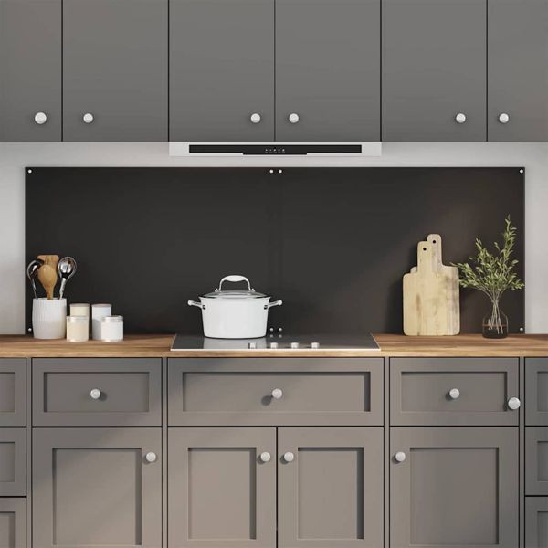vidaXL Küchenrückwand 2 pcs Schwarz 90 x 60 cm Gehärtetes Glas, 3415439