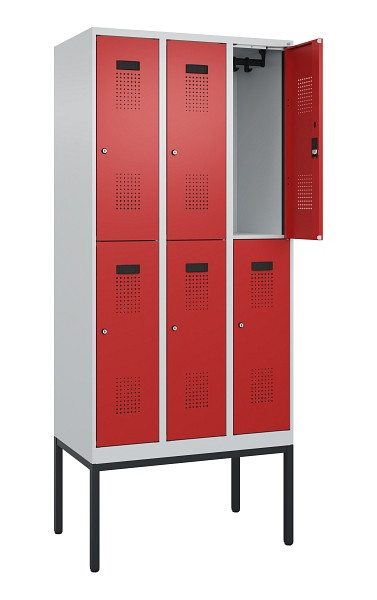C+P Doppelstock-Spind Evolo PLUS, Gestell, 6 Fächer, 2120x900x500mm, 7035/3000, Zylinderschloss, 0493307-30 S10030