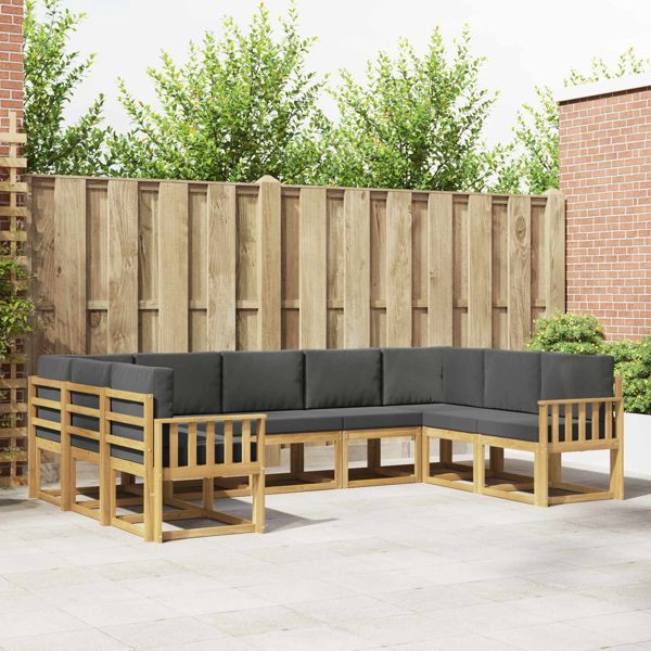 vidaXL Outdoor-Sofagarnitur mit Kissen 9-teilig Weiß und Anthrazit, 3388216