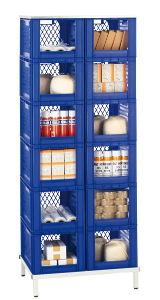 LA-KA-PE TR 12-1, Transport-Stapelkasten-Regal, 2040 x 815 x 607 mm, Kästen in rot, 07320 10 11