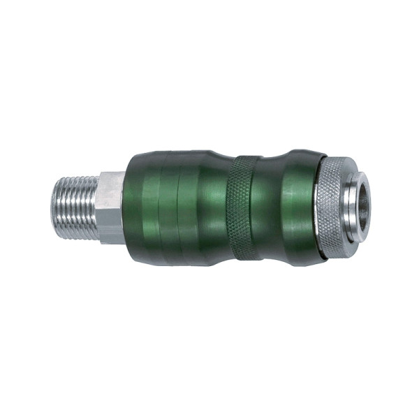 Riegler Sicherheitskupplung NW7,8, Bi-Tec, Messing vernickelt, R 1/4 AG, 2050 l/min, 134074