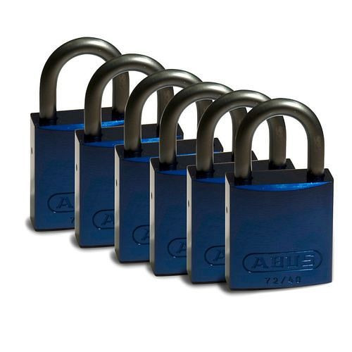 Brady Vorhängeschlösser aus Aluminium, VE: 6 Stück, lichte Bügelhöhe 25,40 mm, blau, 307977