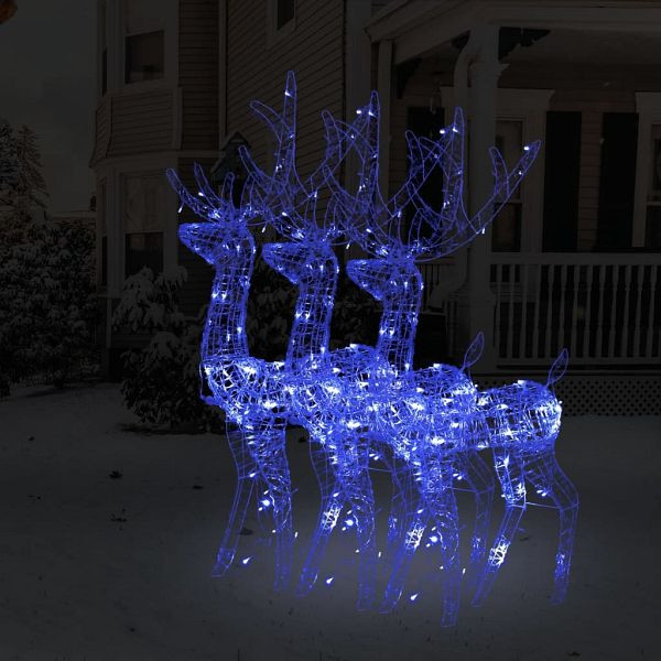 vidaXL LED-Rentiere 3 Stück Acryl 120 cm Blau, Material: Acryl, 3154349