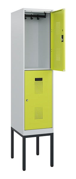 C+P Doppelstock-Spind Evolo PLUS, Gestell, 2 Fächer, 1950x400x500mm, 7035/0024, Zylinderschloss, 0493305-12 S10042