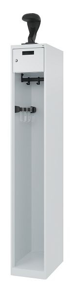C+P Feuerwehrspind Evolo, Modell PRAKTUS, 1 Abteil, H1850xB300xT500 mm, Lichtgrau, Helmhalter, 0492015-10 S10003