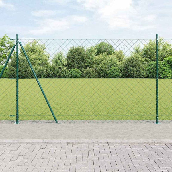 vidaXL Kettengliedzaun mit Pfosten Grün 1.6 x 10 m Stahl, 3351241