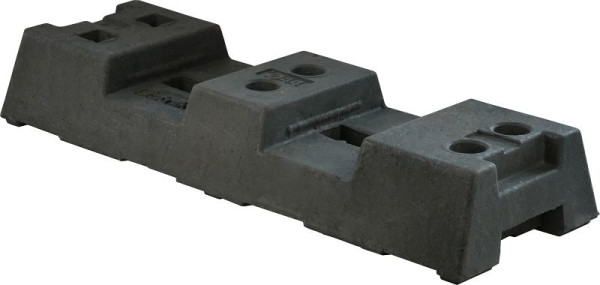 Schake Mobilzaunfuß aus Kunststoffrecycling, Länge: 800 mm Höhe: 125 mm Breite: 290 mm mit 4 Löchern (Ø 42 mm) und 2 x 40 mm x 40 mm 16 kg, 3F110L