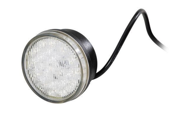 HELLA LED-Tagfahrleuchte, 83mm, 12V, rund, ECE-R10/E4 2907, Lichtscheibenfarbe: glasklar, LED-Lichtfarbe: gelb/weiß, 2500mm, beidseitig, 2BE 980 691-001