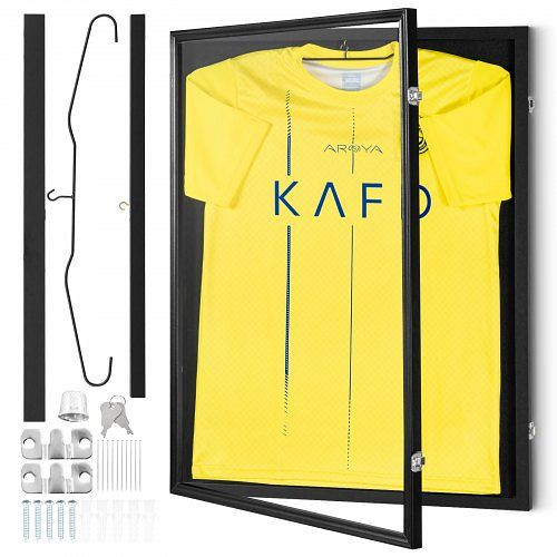 VEVOR Trikot-Vitrine 610 x 812 x 40 mm abschließbare Schattenbox für Sporttrikots mit 98 % UV-Schutz PC-Glas, QYZSKJZX243221LDLV0