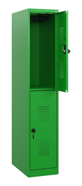 C+P Doppelstöckiger Spind Evolo PLUS, 2 Fächer, 1530x300x500mm, 6037/6037, Drehriegel, 0493005-10 S10037